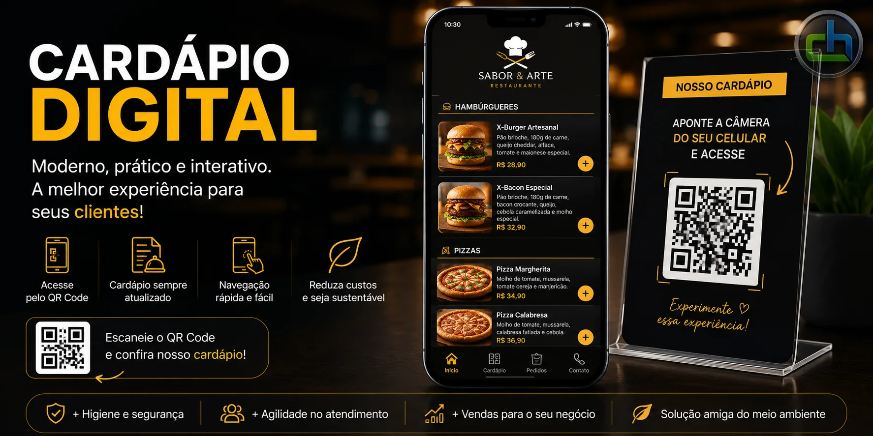 Cardápio digital com pedidos pelo WhatsApp pela Chapada Host